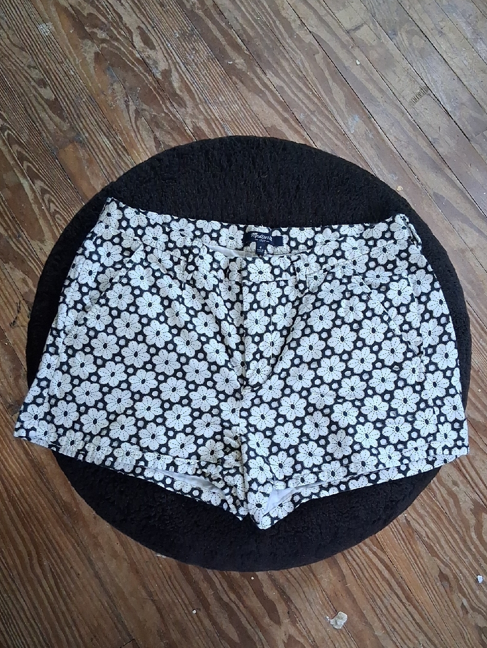 Madewell Black And White Floral Cotton Shorts